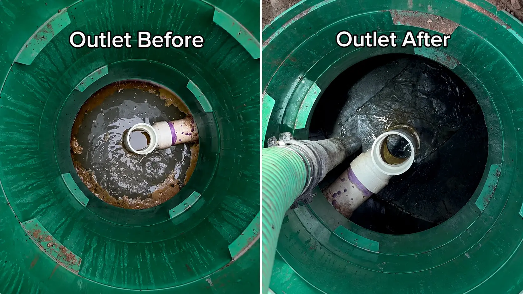 Septic tank before and after